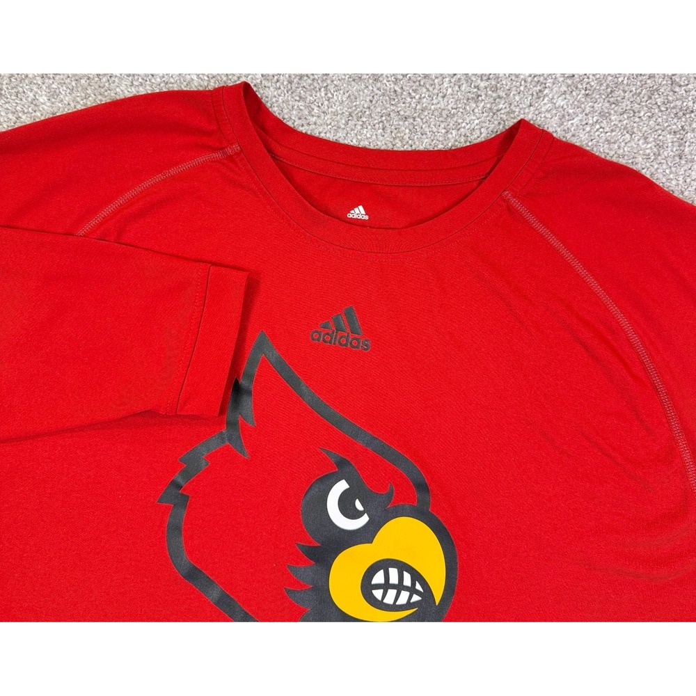 Adidas Louisville Cardinals Men 3XL Red Climalite Long Sleeve Shirt NCAA Sport